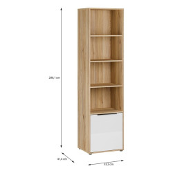 Wysoki regał Orkney OKYR711 dąb mauvella/biały połysk