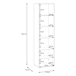 Wysoki regał Orkney OKYR711 dąb mauvella/biały połysk