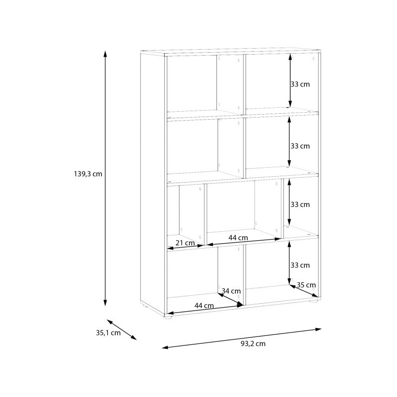 Regał z półkami otwarty Orkney OKYR421 dąb mauvella