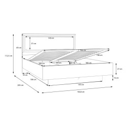 Łóżko z pojemnikiem 160x200 Penkridge PQRL4162 secret grey/dąb szlachetny
