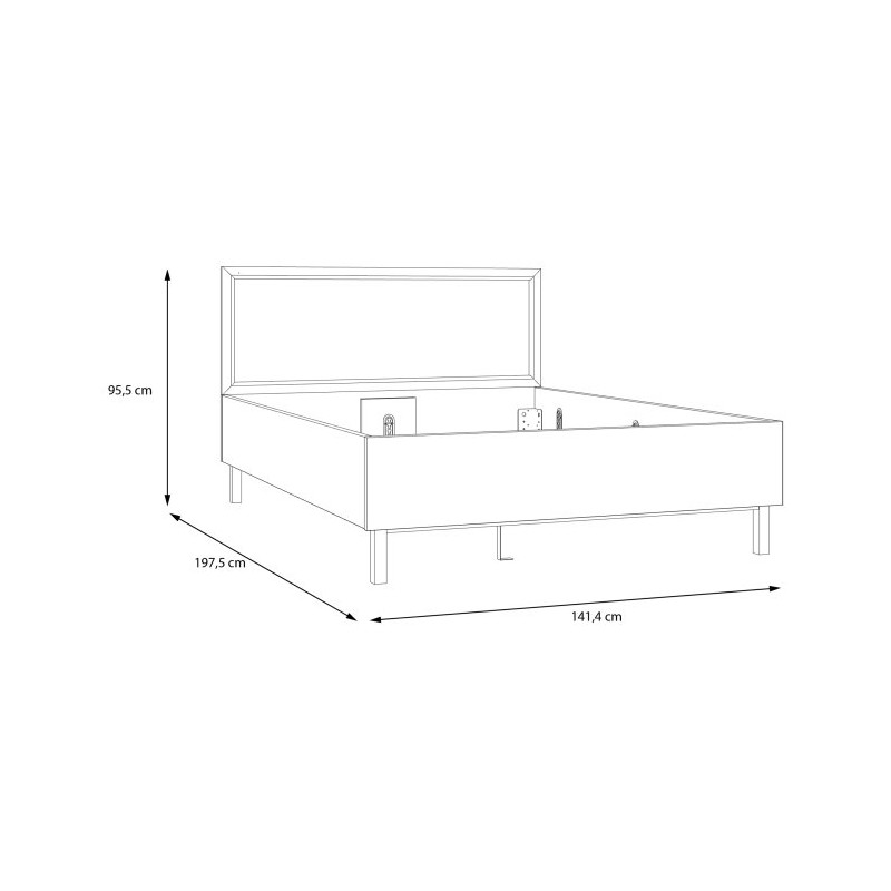 Łóżko 135x190 Penkridge PQRL2148 secret grey/dąb szlachetny