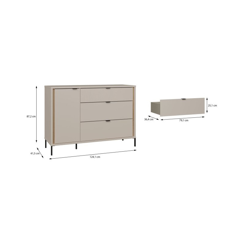 Komoda z szufladami Seravel SVLK221L piaskowy