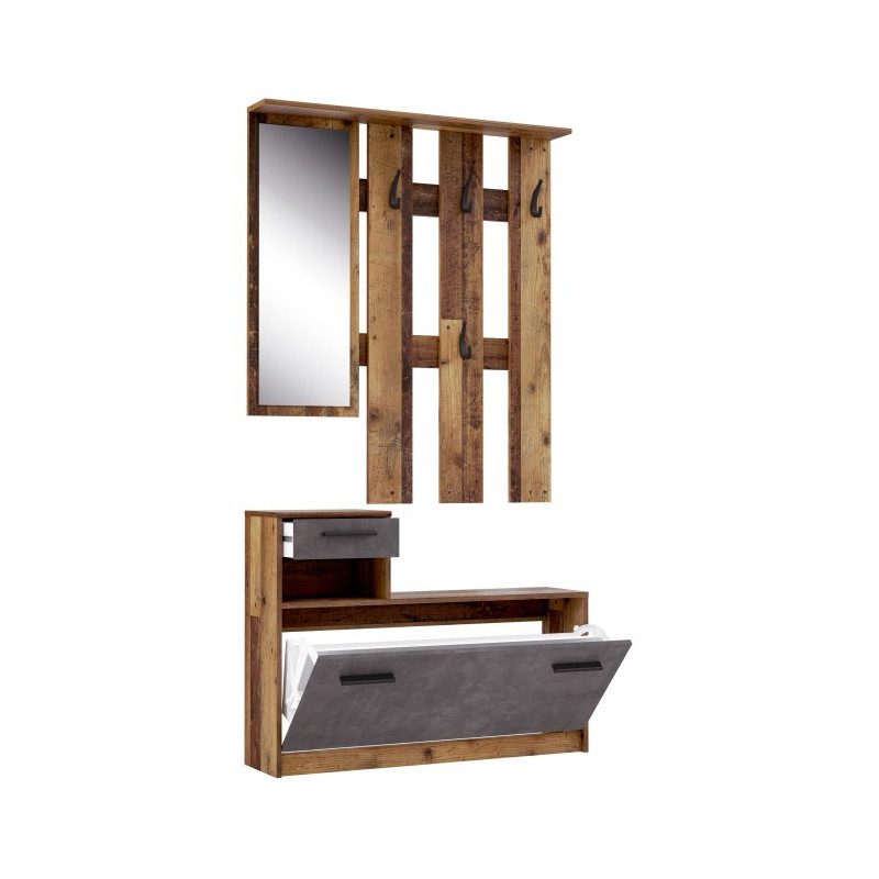 Garderoba do przedpokoju Foxi FOXD011 old wood vintage/beton ciemnoszary