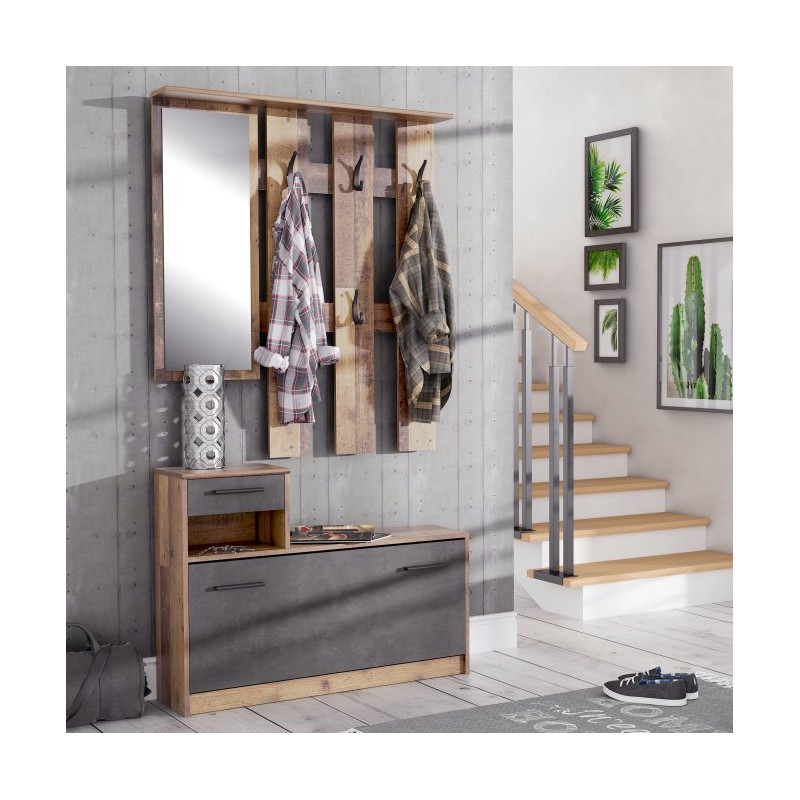 Garderoba do przedpokoju Foxi FOXD011 old wood vintage/beton ciemnoszary