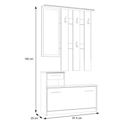 Garderoba do przedpokoju Foxi FOXD011 dąb sonoma/biały
