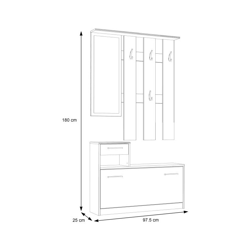 Garderoba do przedpokoju Foxi FOXD011 dąb piaskowy/biały