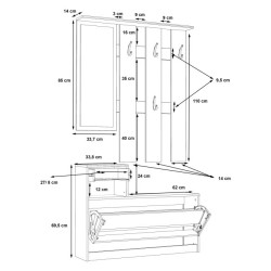 Garderoba do przedpokoju Foxi FOXD011 dąb piaskowy/biały