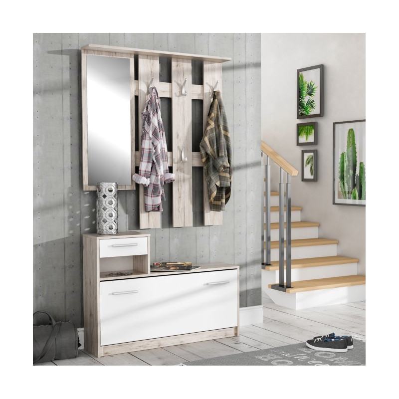 Garderoba do przedpokoju Foxi FOXD011 dąb piaskowy/biały