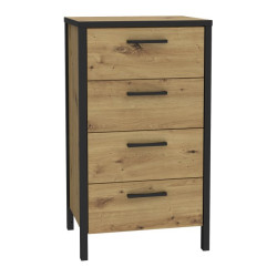 Komoda z szufladami 50 cm Kirikus KUSK214 dąb artisan/czarny