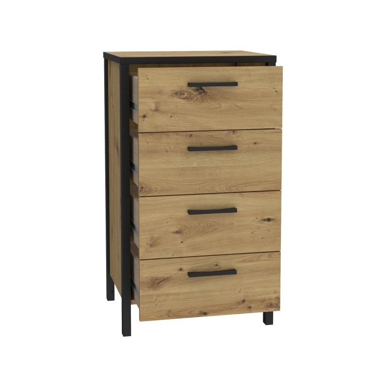 Komoda z szufladami 50 cm Kirikus KUSK214 dąb artisan/czarny