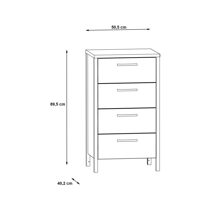 Komoda z szufladami 50 cm Kirikus KUSK214 dąb artisan/czarny