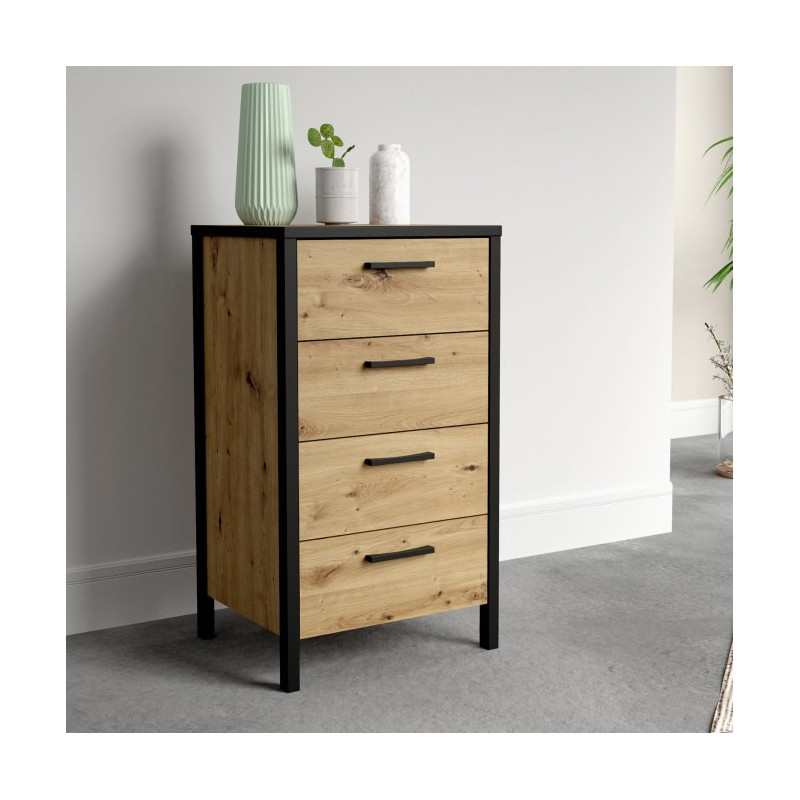 Komoda z szufladami 50 cm Kirikus KUSK214 dąb artisan/czarny