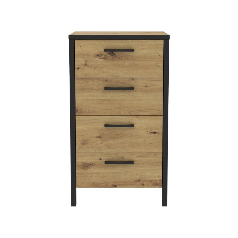 Komoda z szufladami 50 cm Kirikus KUSK214 dąb artisan/czarny