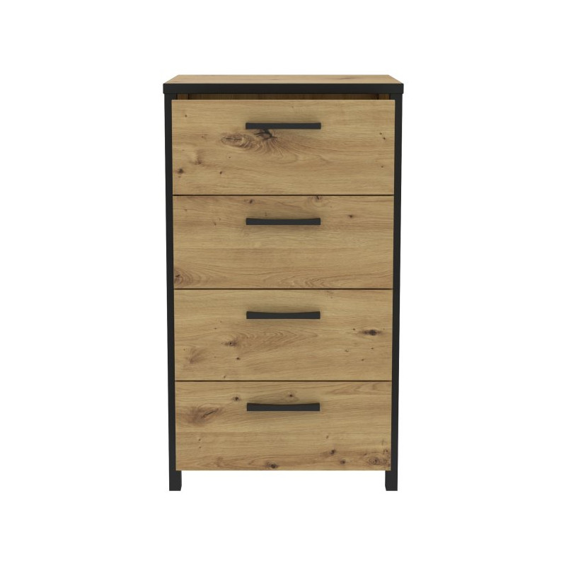 Komoda z szufladami 50 cm Kirikus KUSK214 dąb artisan/czarny