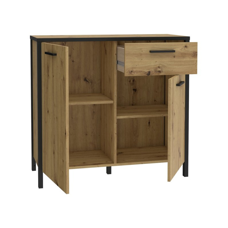 Komoda z szafkami Kirikus KUSK223 dąb artisan/czarny