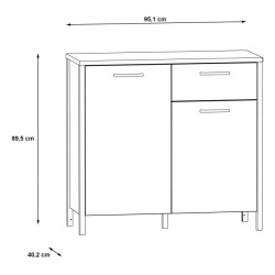 Komoda z szafkami Kirikus KUSK223 dąb artisan/czarny