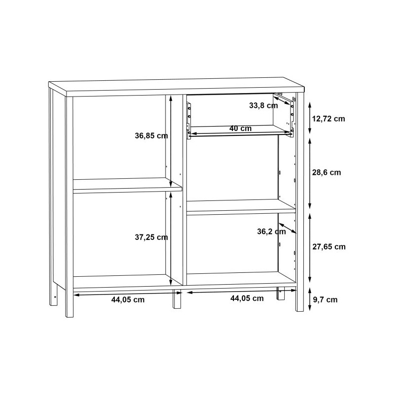 Komoda z szafkami Kirikus KUSK223 dąb artisan/czarny