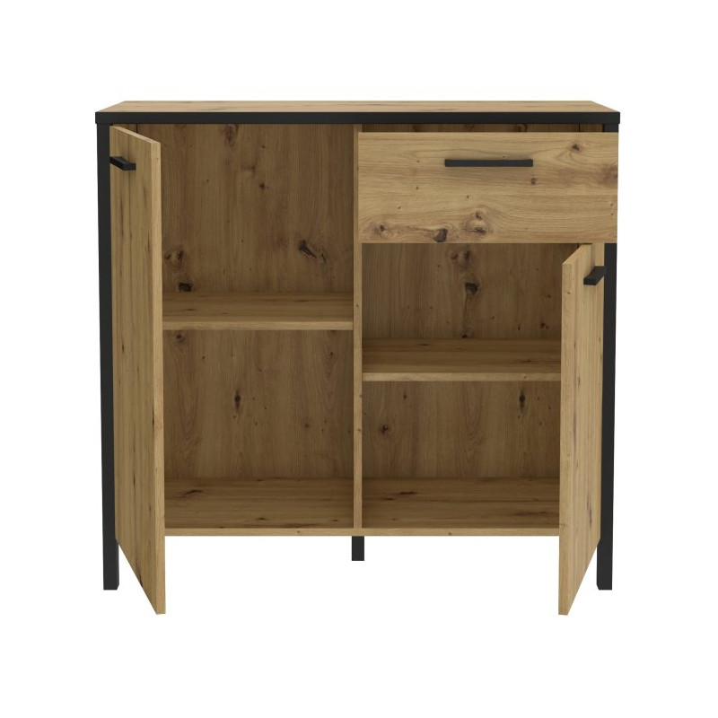 Komoda z szafkami Kirikus KUSK223 dąb artisan/czarny