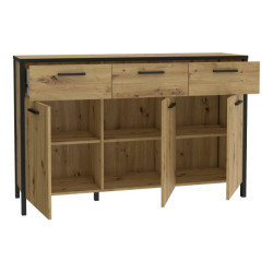 Komoda 140 cm do salonu Kirikus KUSK233 dąb artisan/czarny