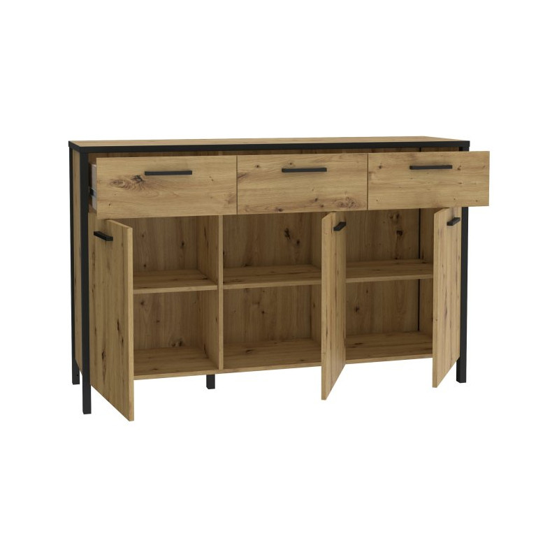 Komoda 140 cm do salonu Kirikus KUSK233 dąb artisan/czarny