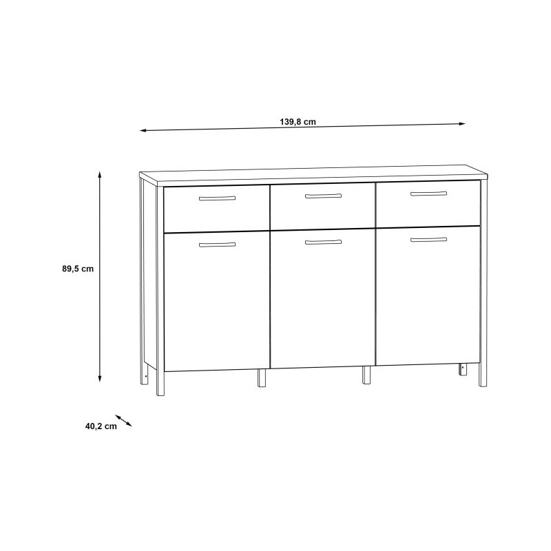 Komoda 140 cm do salonu Kirikus KUSK233 dąb artisan/czarny