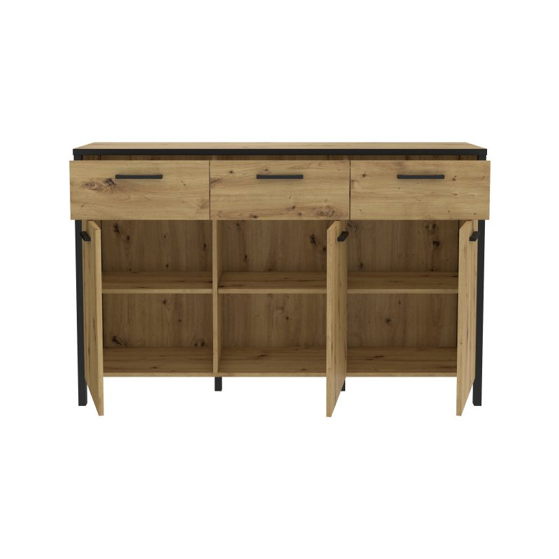 Komoda 140 cm do salonu Kirikus KUSK233 dąb artisan/czarny