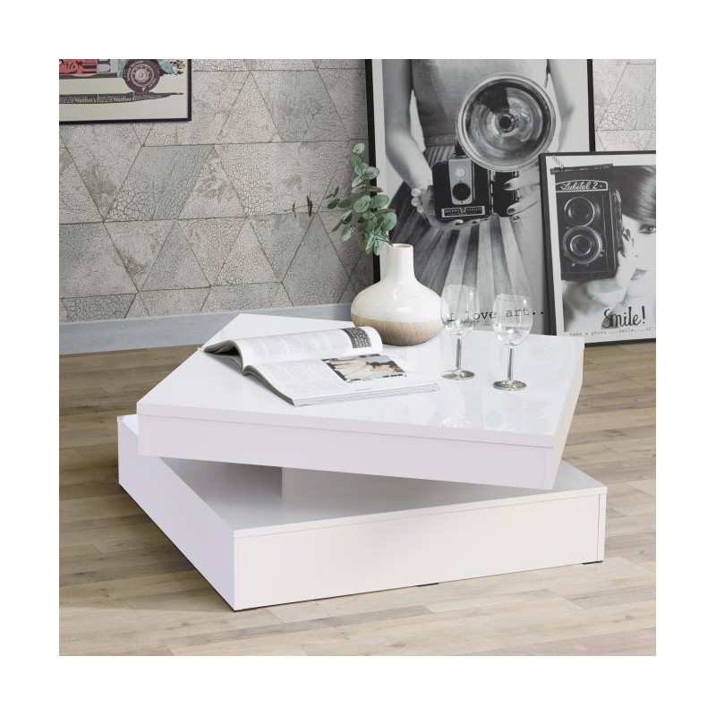 Stolik obrotowy Coffee Tables CFTT4181 biały połysk