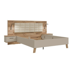 Łóżko + szafki nocne Ricciano RCQL1164B piaskowy/dąb klepkowy