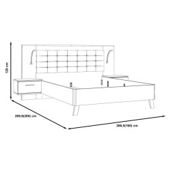 Łóżko + szafki nocne Ricciano RCQL1164B piaskowy/dąb elegancja