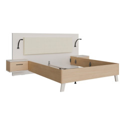Łóżko + szafki nocne Ricciano RCQL1164B piaskowy/dąb elegancja
