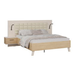 Łóżko + szafki nocne Ricciano RCQL1164B piaskowy/dąb elegancja