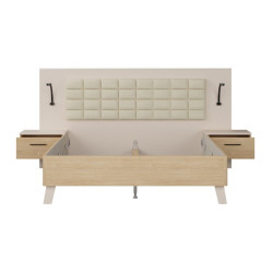 Łóżko + szafki nocne Ricciano RCQL1164B piaskowy/dąb elegancja