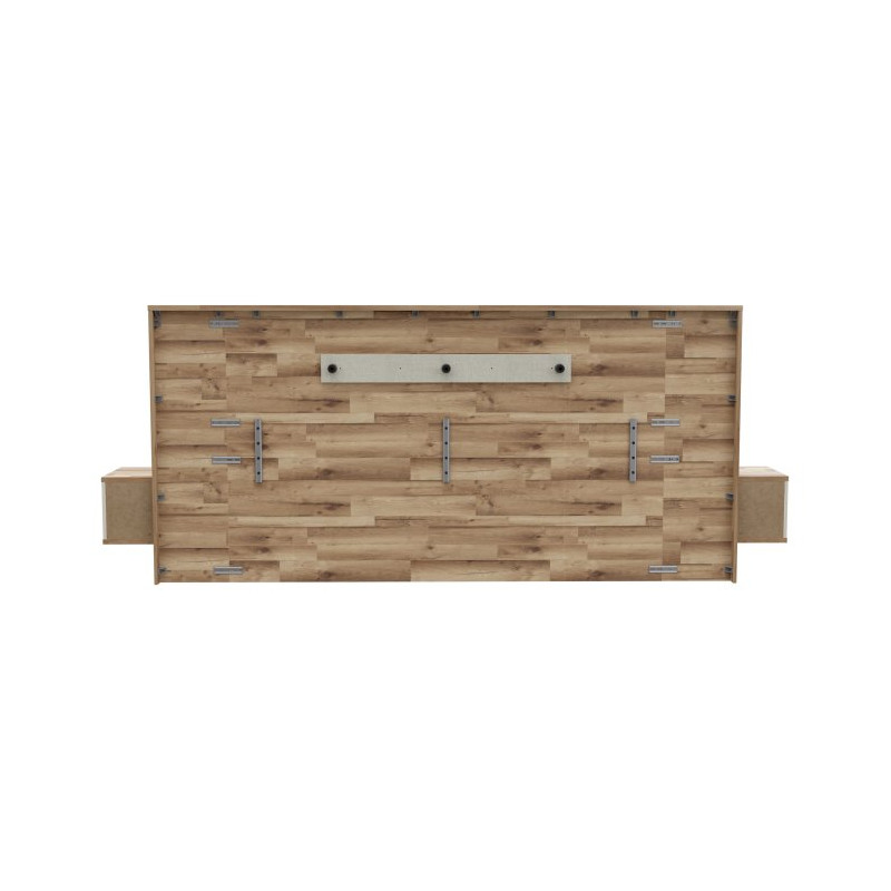 Łóżko z szafkami nocnymi Ricciano RCQL1184B piaskowy/dąb klepkowy