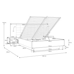 Łóżko z pojemnikiem i szafkami nocnymi Ricciano RCQL2164B beton ciemnoszary/dąb klepkowy