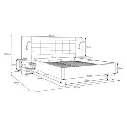 Łóżko z pojemnikiem i szafkami nocnymi Ricciano RCQL2164B piaskowy/dąb klepkowy