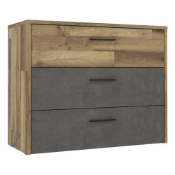 Komoda z 3 szufladami Ricciano RCQK211 dąb klepkowy/beton ciemnoszary