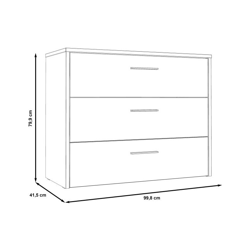 Komoda z 3 szufladami Ricciano RCQK211 piaskowy/dąb elegancja