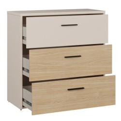 Komoda z 3 szufladami Ricciano RCQK211 piaskowy/dąb elegancja