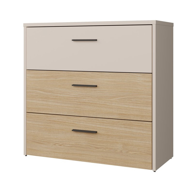 Komoda z 3 szufladami Ricciano RCQK211 piaskowy/dąb elegancja