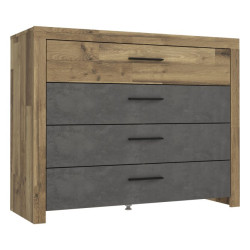 Komoda z 4 szufladami Ricciano RCQK213 dąb klepkowy/beton ciemnoszary