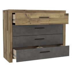 Komoda z 4 szufladami Ricciano RCQK213 dąb klepkowy/beton ciemnoszary