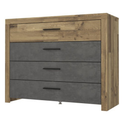 Komoda z 4 szufladami Ricciano RCQK213 dąb klepkowy/beton ciemnoszary