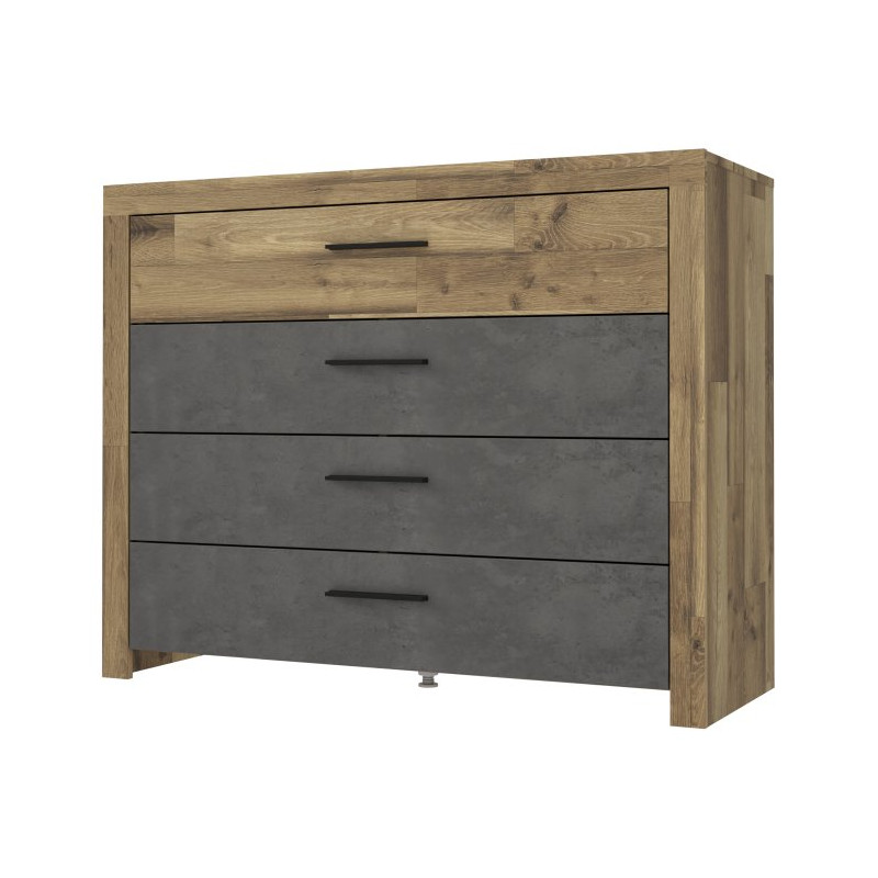 Komoda z 4 szufladami Ricciano RCQK213 dąb klepkowy/beton ciemnoszary