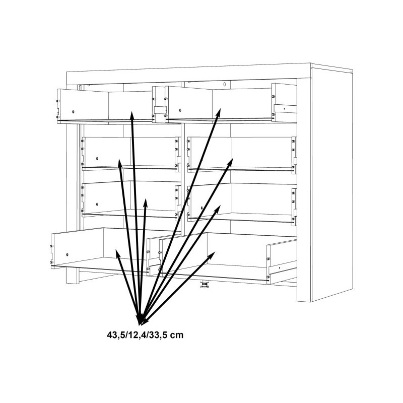 Komoda z 4 szufladami Ricciano RCQK213 dąb klepkowy/beton ciemnoszary