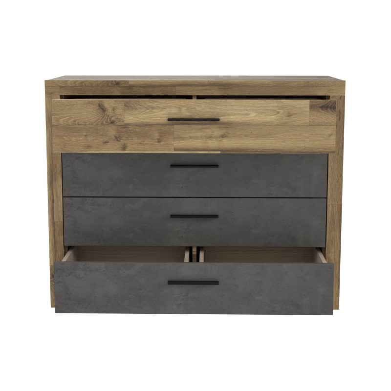 Komoda z 4 szufladami Ricciano RCQK213 dąb klepkowy/beton ciemnoszary