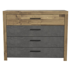 Komoda z 4 szufladami Ricciano RCQK213 dąb klepkowy/beton ciemnoszary