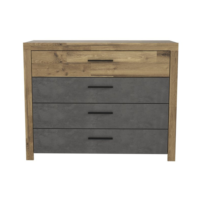 Komoda z 4 szufladami Ricciano RCQK213 dąb klepkowy/beton ciemnoszary