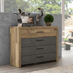Komoda z 4 szufladami Ricciano RCQK213 dąb klepkowy/beton ciemnoszary