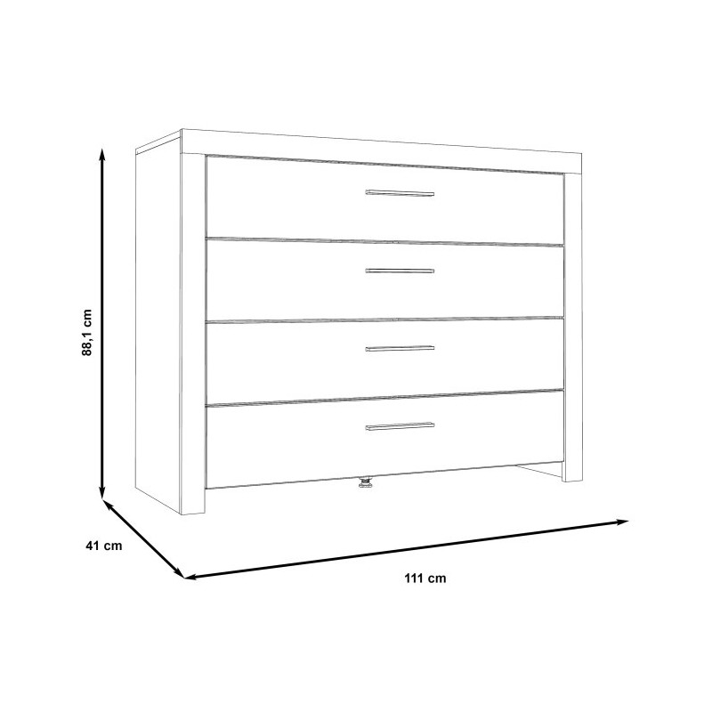 Komoda z 4 szufladami Ricciano RCQK213 dąb klepkowy/beton ciemnoszary