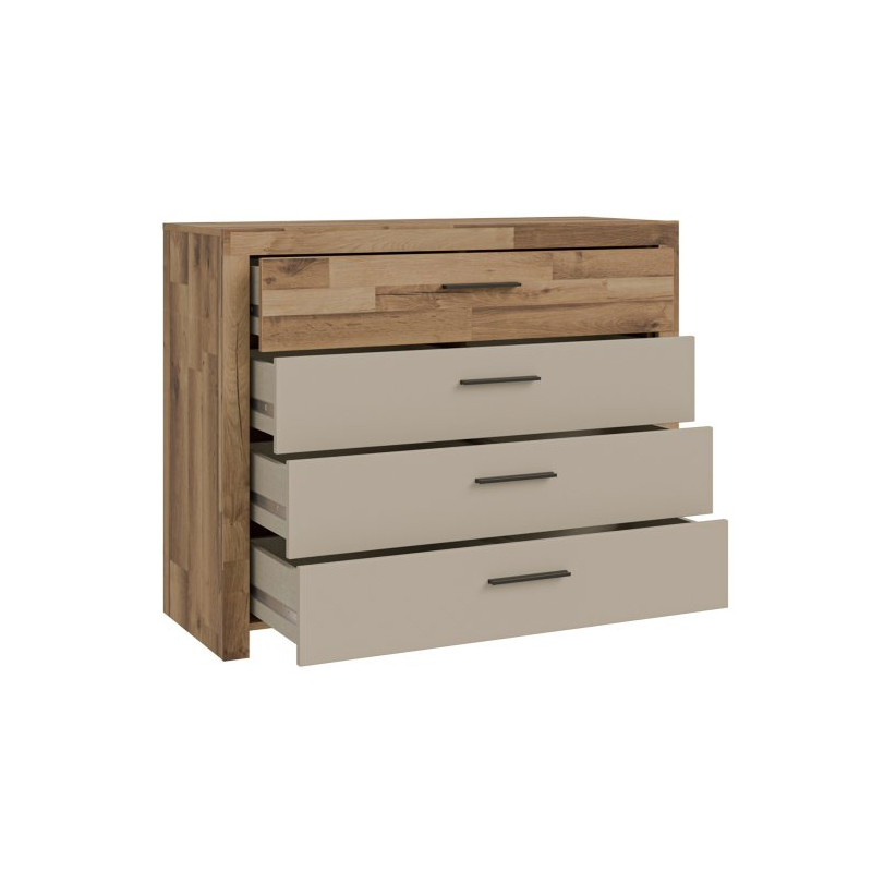 Komoda z 4 szufladami Ricciano RCQK213 dąb klepkowy/piaskowy